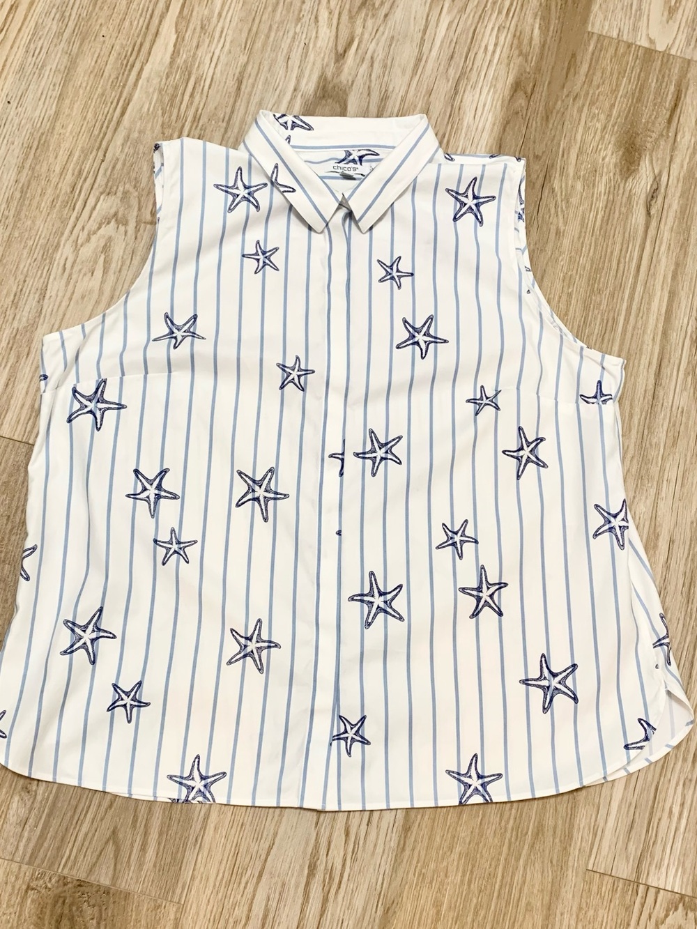 Chicos Starfish Button Down Sleeveless Shirt 4 - Womens 20 - Picture 4 of 7